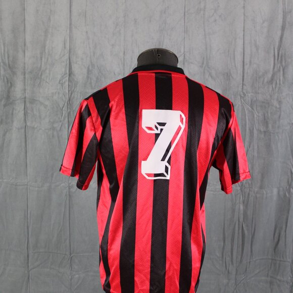 Vintage Puma Soccer Jersey - Red and Black Pinstripe Number 7 - Men's Medium - Picture 5 of 9